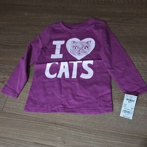 OshKosh B'gosh Pink Long Sleeve 'I Love Cats' Tee